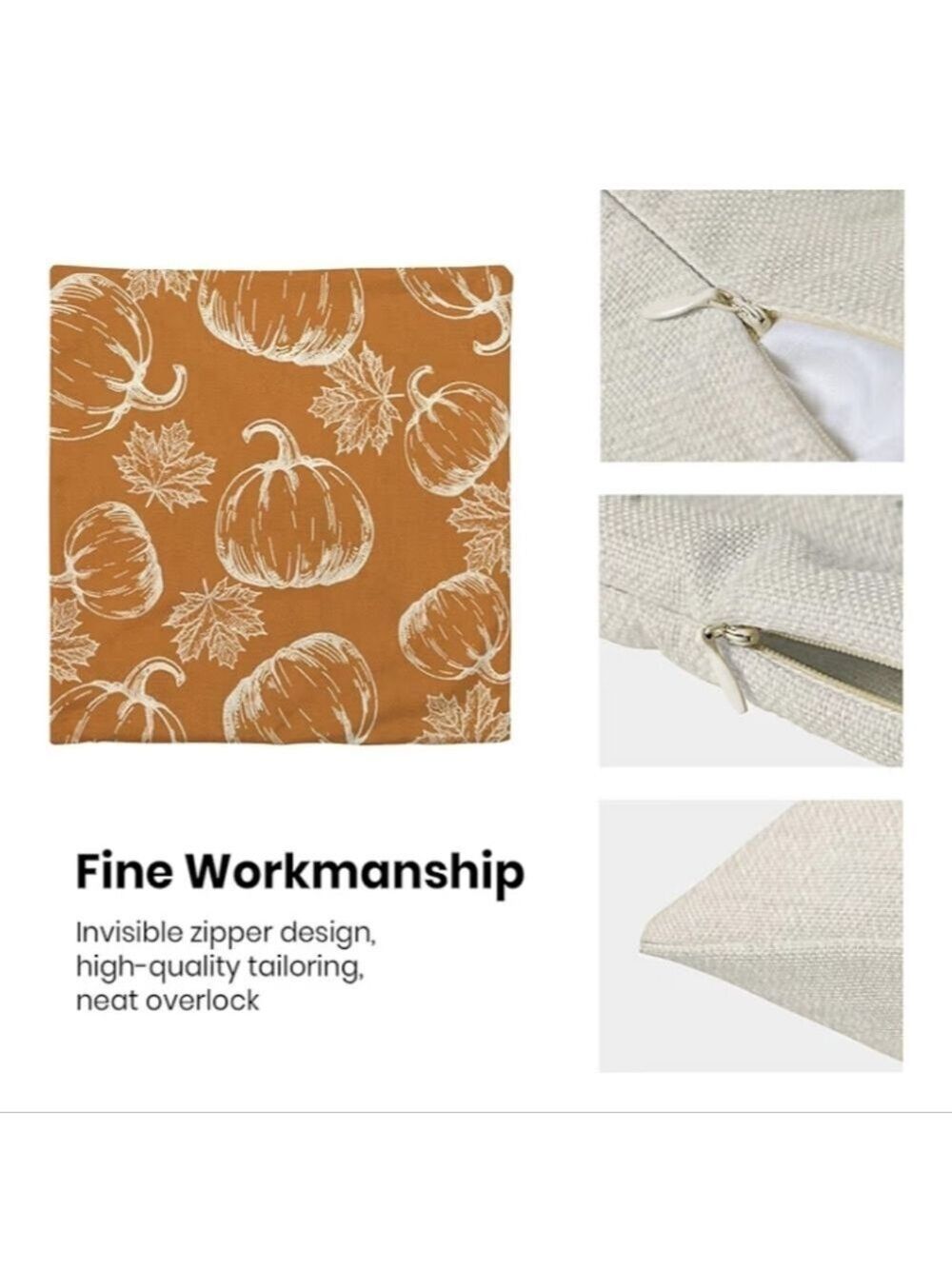 2/$20 Autumn Pumpkin and Leaf Print Fall Throw Pillow Covers - Picture 6 of 7